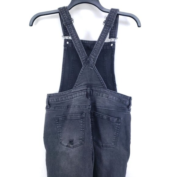 Celebrity Pink Destroyed Denim Bib Overalls Womens Medium Black Stretch Slim Fit - Picture 4 of 9